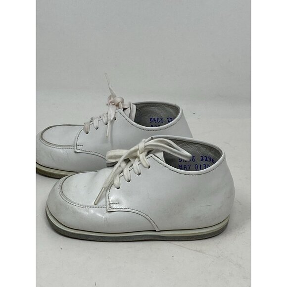 Vintage Stride Rite Hard Sole Baby Shoes Size 5-1/2 EE White Leather Made in USA - Picture 10 of 10